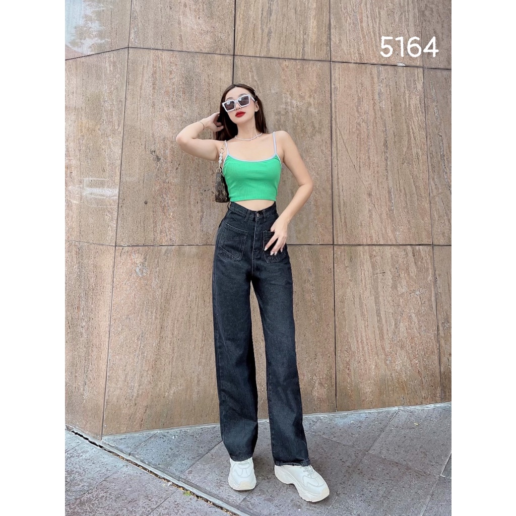 [ KHỎE KHOẮN ] QUẦN JEANS ỐNG RỘNG NỮ LƯNG CAO LAI CUỐN 2 TÚI TRƯỚC CHÉO MÀU XÁM ĐẬM CAO CẤP HADI SIÊU HOT HIT VẢI ĐẸP