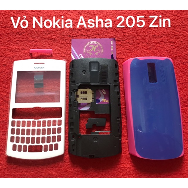 Vỏ Nokia asha 205 Zin màu hồng