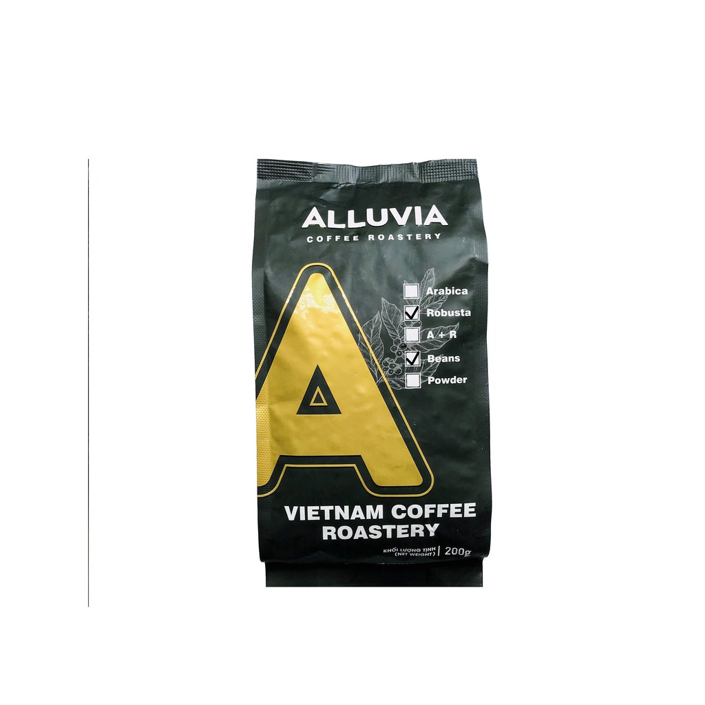 Cà Phê ALLUVIA Robusta Rang Mộc Gói 200 Gram, Nguyên Chất, Không Chất Bảo Quản, Pha Phin, Máy