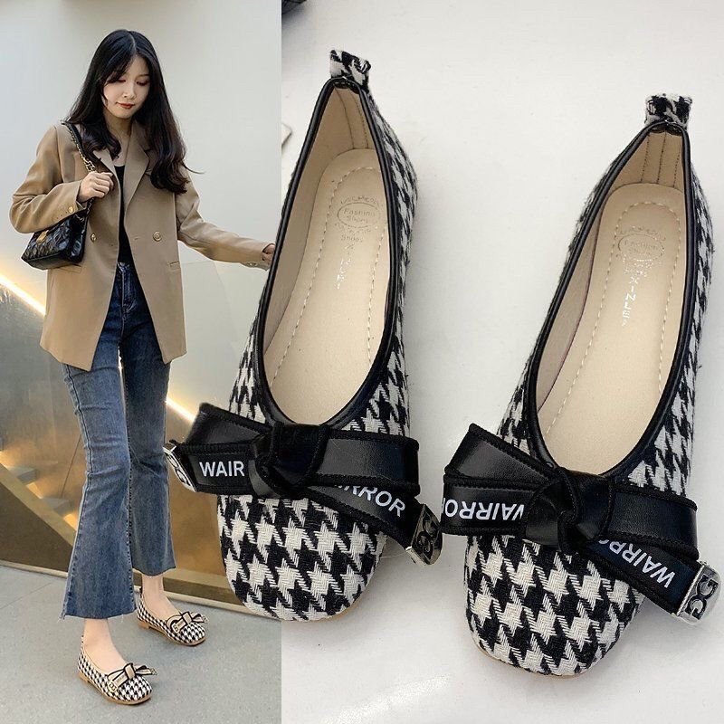 Giày bệt nữ ,giày ulzzang vải dạ tweed( sẵn)