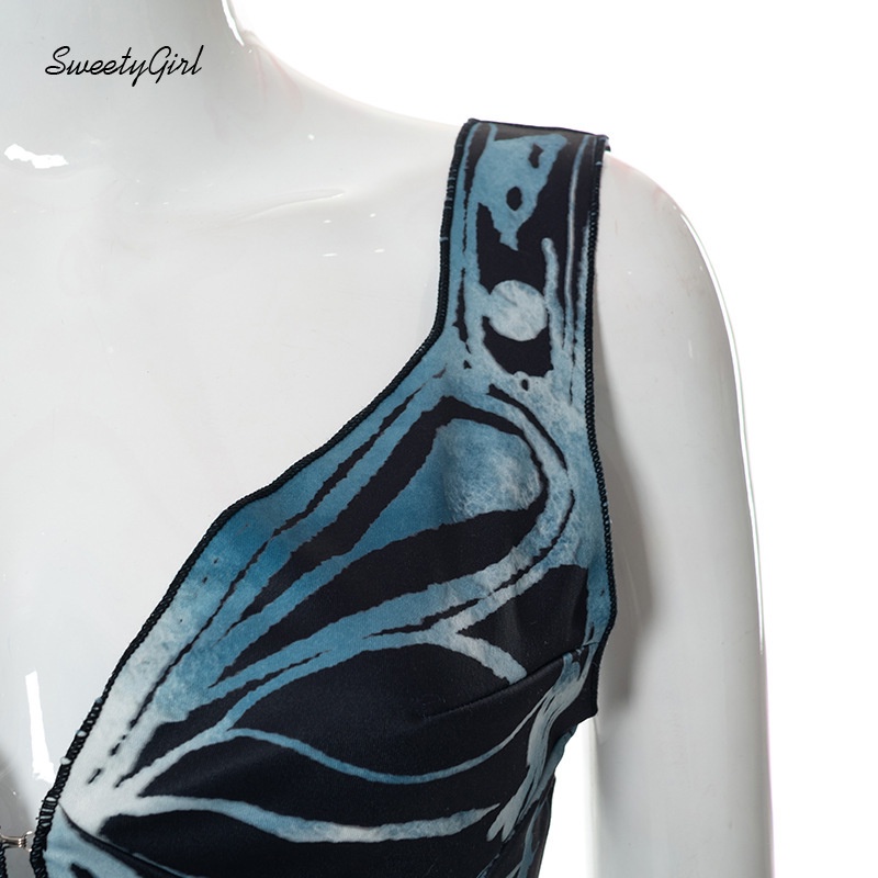 Áo Hai Dây Cổ Chữ V In Họa Tiết Bướm Thời Trang Quyến Rũ Dành Cho Nữ 2022