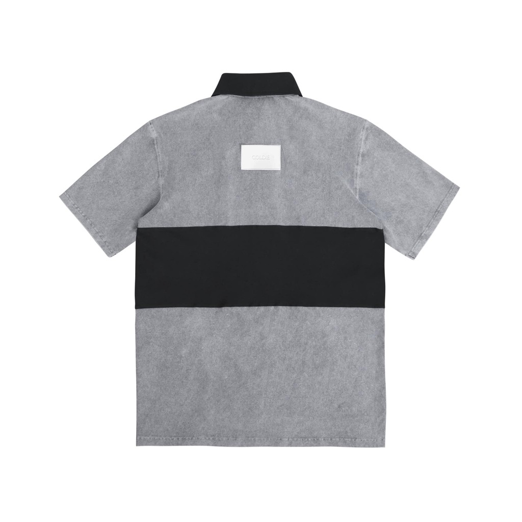 [Mã INCU50 giảm 50K đơn 250K] Áo polo 'GOLDIE PANELED POLO' giặt mài ghép mảnh màu xám tro | BigBuy360 - bigbuy360.vn