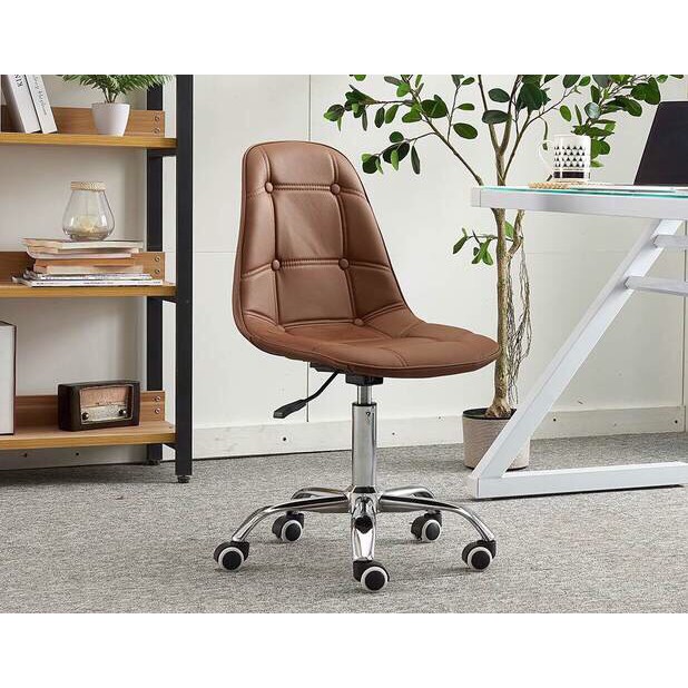 - Ghế làm việc, cafe tiếp khách - Nệm bọc da đính cúc chân mạ xoay - Mã A-11B