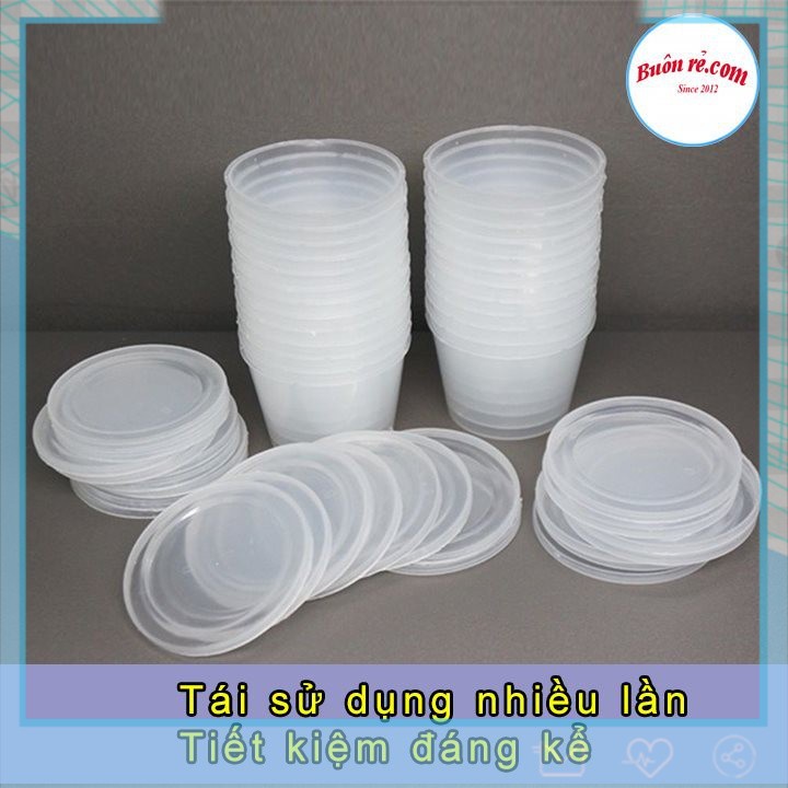 Sỉ 50 Hộp nhựa làm caramen, làm bánh flan, sữa chua, thạch hình tròn có nắp size lớn Việt Nhật Plastic