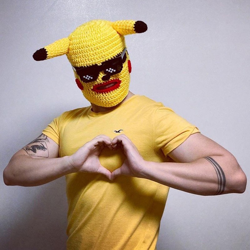 Mũ Len Trùm Đầu In Hình Pikachu Đáng Yêu