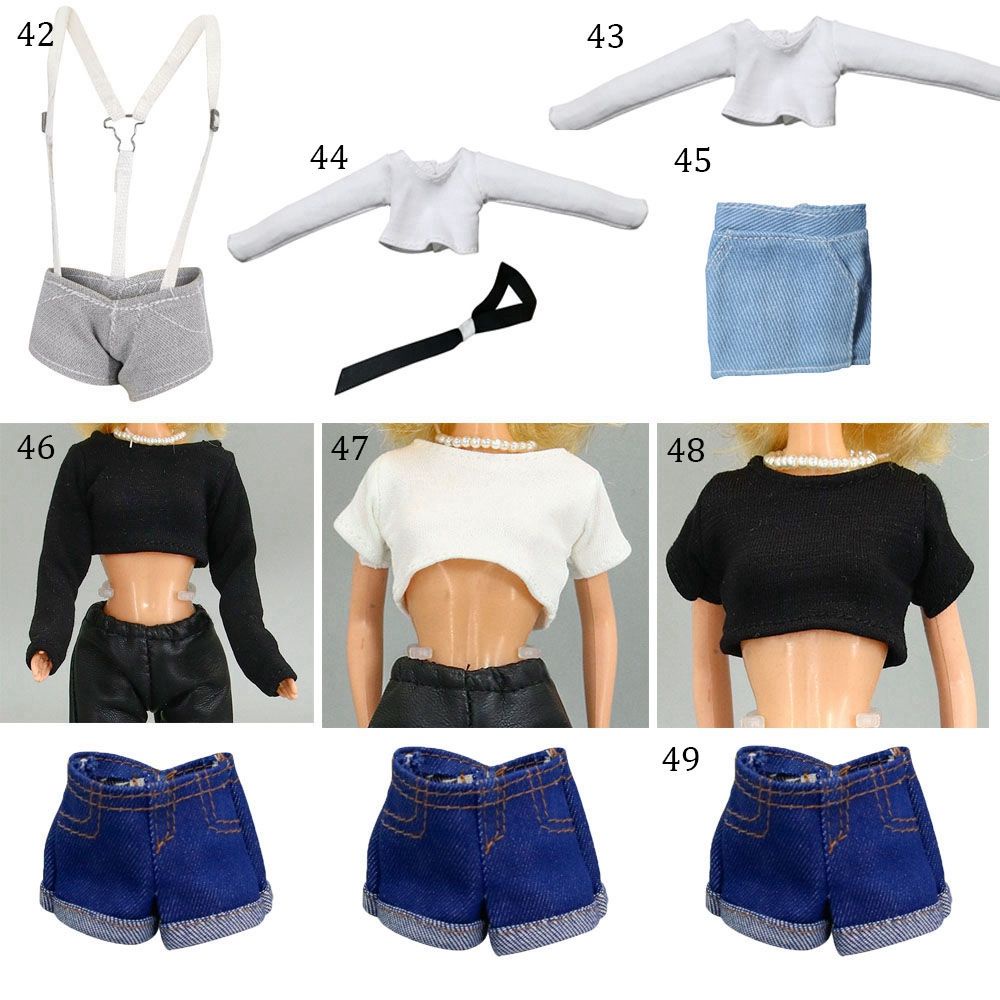Bộ áo khoác jean + quần short da nhiều kiểu dáng tỉ lệ 11.5&quot; dành cho búp bê 1/6 (có bán lẻ)