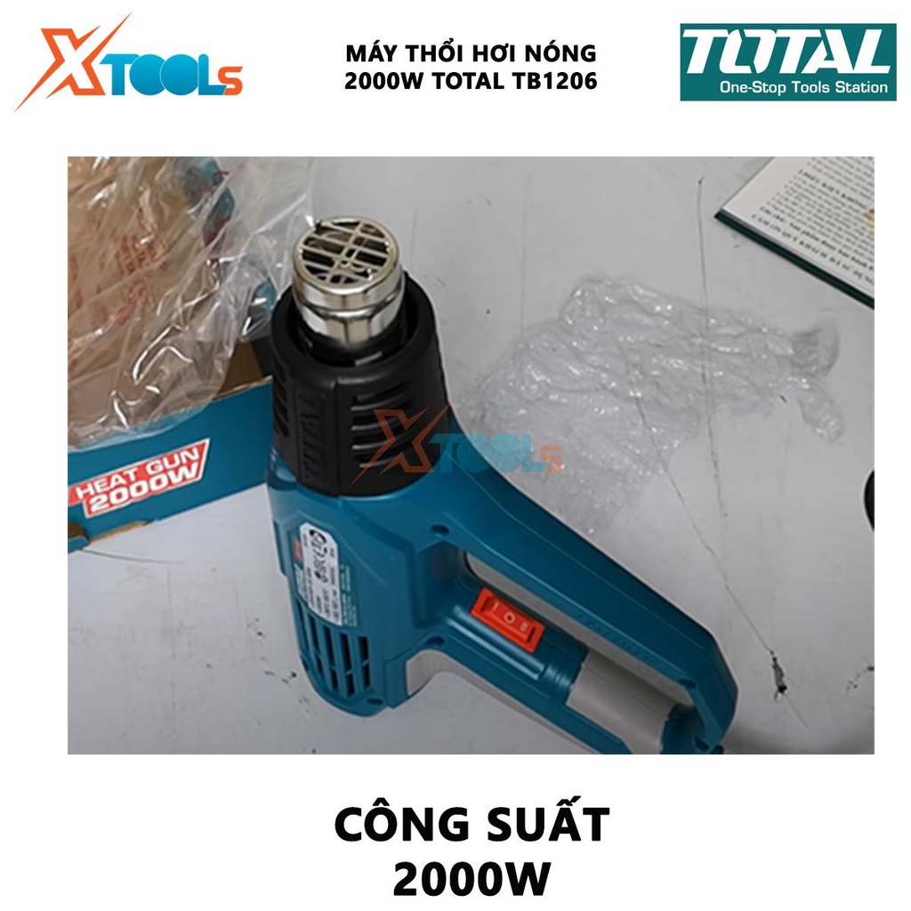 Máy thổi hơi nóng Total TB1206 Máy khò nhiệt cầm tay công suất 2000W Nhiệt độ350 ° C / 550 ° C Luồng khí: 300/500 L/phút