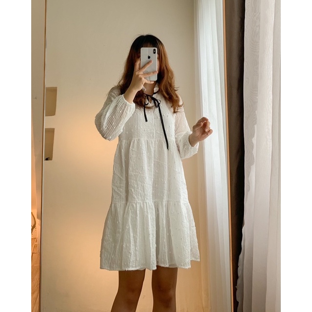 Đầm babydoll nơ cổ 524