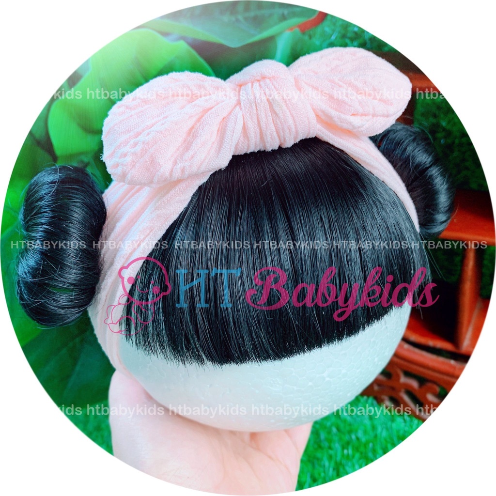 [Ảnh thật] Tóc Giả Cho Bé Gái ❤️ Set Búi Natra + Băng Đô Mái Búi Có Gắn Nơ Đáng Yêu