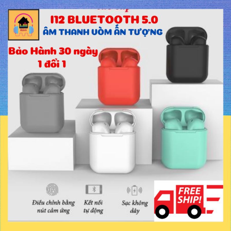[BH 1 tháng 1 đổi 1] Tai nghe Bluetooth i12 TWS 5.0 không dây chuyên Gaming -dành cho IPhone va android romphukien