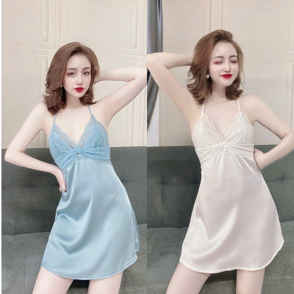 Váy ngủ sexy MIKY, Đầm ngủ sexy lụa Satin Chất Siêu Mát Dáng Siêu Xinh &lt;60KG