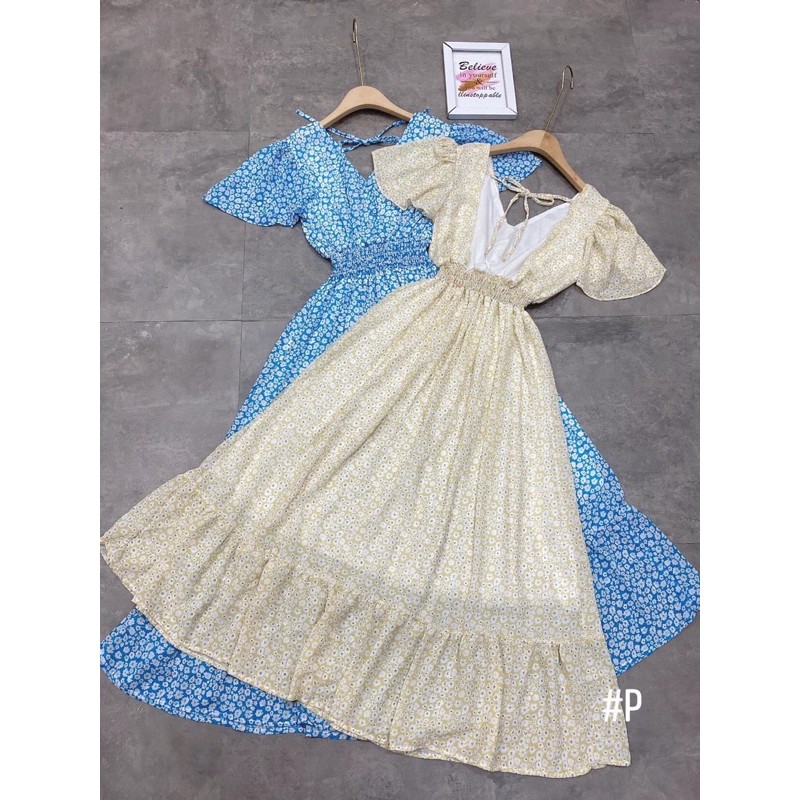 [Siêu Hot] Váy Maxi Hoa Cổ V Hở Lưng, Đầm Nữ Dáng Dài 2 Màu Siêu Xinh Có Ảnh Thật Kèm Video | BigBuy360 - bigbuy360.vn