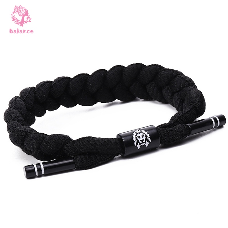 Vòng Tay Bện Dây Giày Màu Trắng Đen Hình Sư Tử Kiểu Cổ Điển Cá Tính Thời Trang Unisex | BigBuy360 - bigbuy360.vn