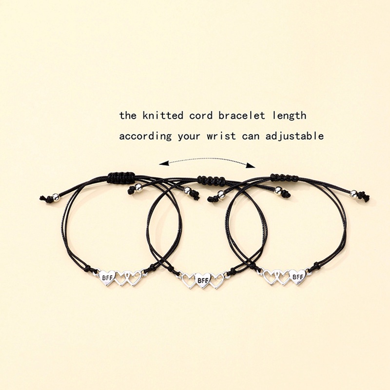 Set 3 Vòng Tay Mặt Kim Loại Khắc Chữ Best Friend