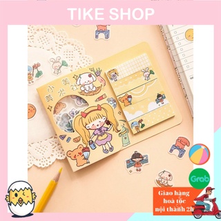 Giấy Note Kèm Sticker Hình Cô Gái - Giấy Ghi Chú và Hình Dán Cute, Mua 1 Được 2 Sản Phẩm