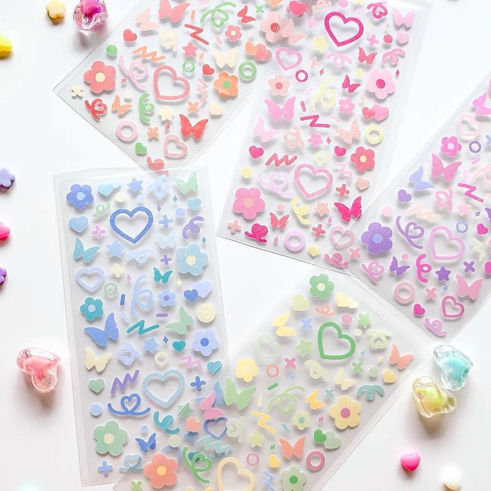 Sticker dán trang trí hình hoa và bướm đáng yêu