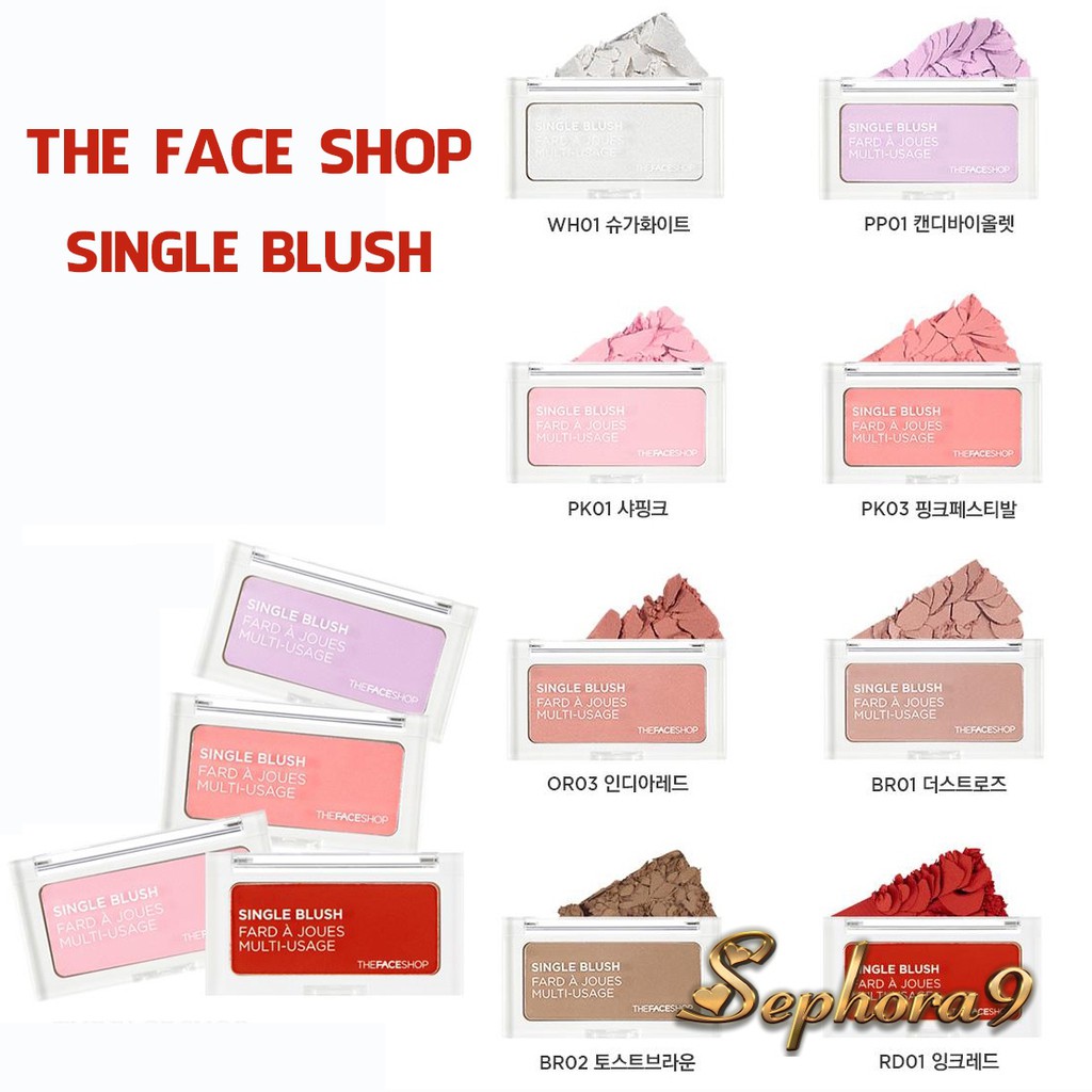 Phấn má hồng trang điểm cực xinh dạng kem TFS Single Blush The Face Shop