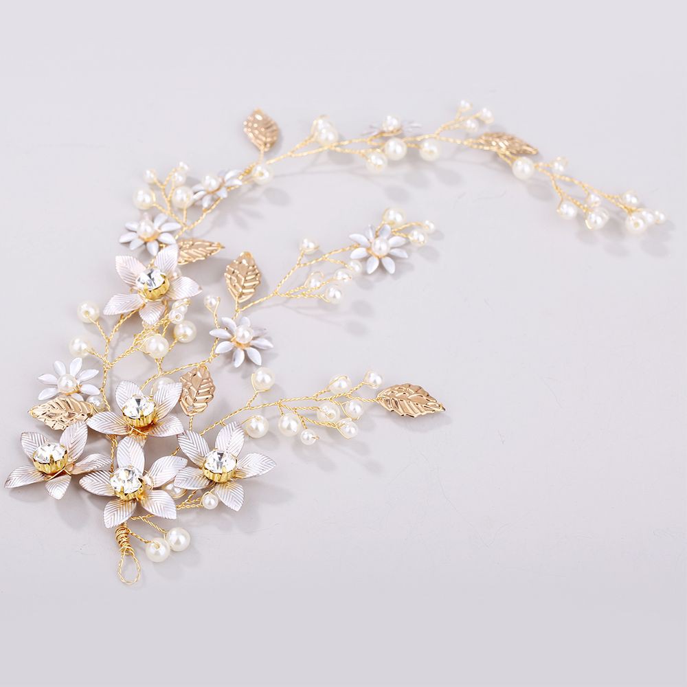 Vòng hoa đội đầu cô dâu đính hạt giả ngọc trai