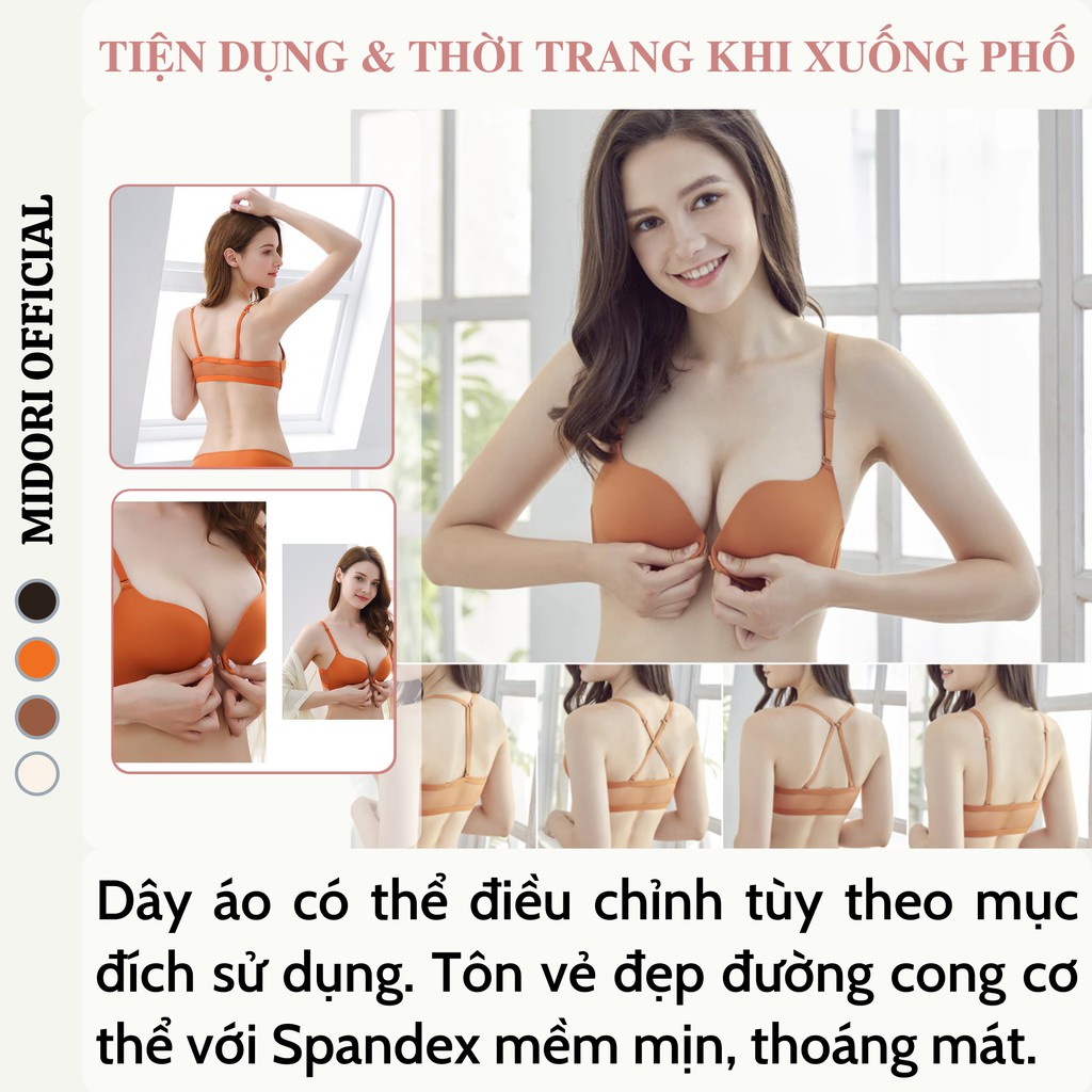 Áo lót nữ cài trước không gọng nâng ngực MIDORI Áo ngực nữ cài trước mềm mại thoáng mát tạo khe tôn vòng 1 gợi cảm ACT01 | BigBuy360 - bigbuy360.vn