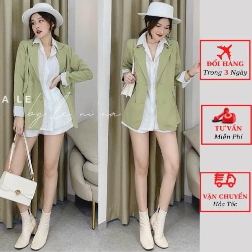 Áo vest blazer dài tay nữ 4 cúc kiểu hàn quốc màu hồng xanh be thời trang nữ phong cách YoLo-Fashion