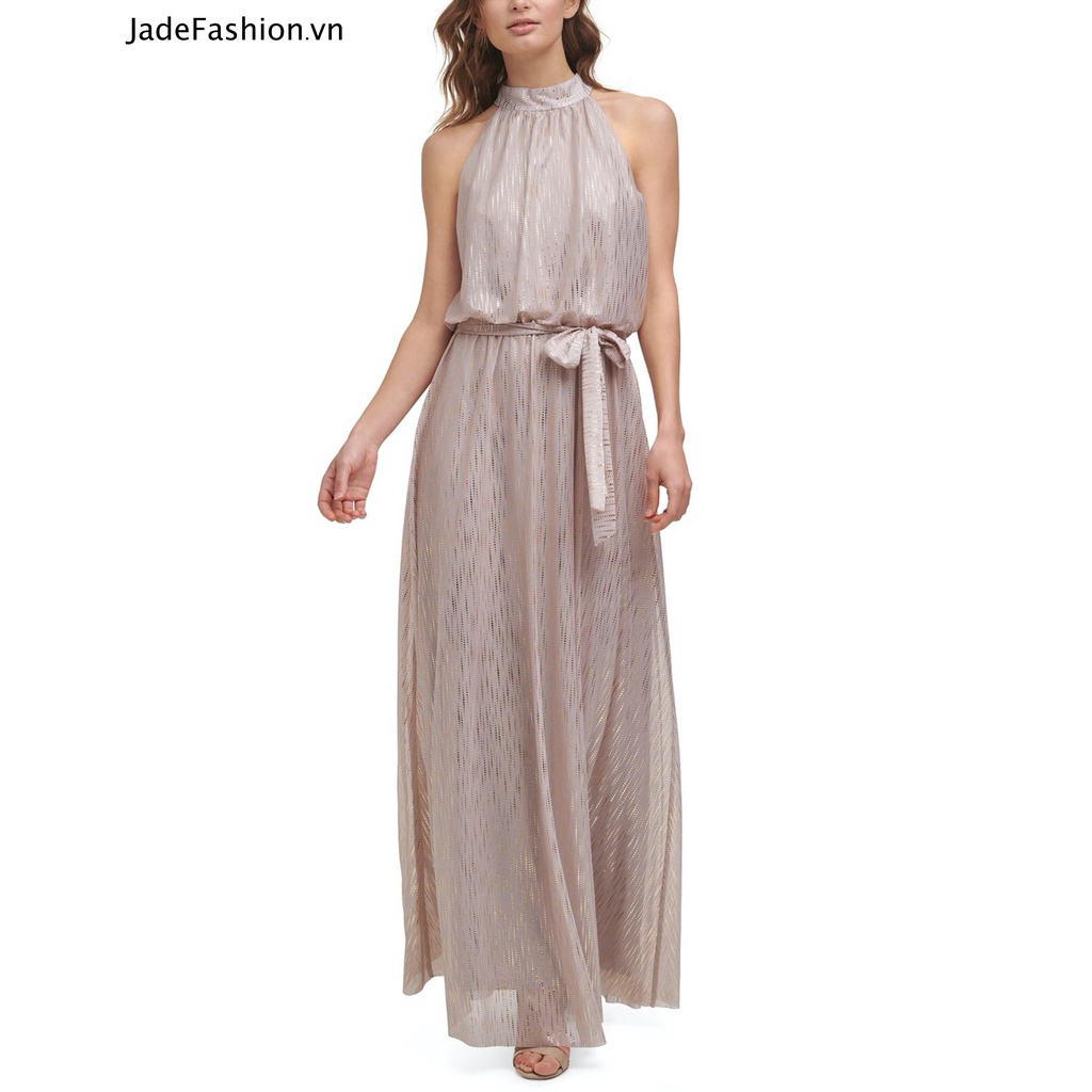 Đầm kim sa cổ yếm kim sa Chiffon Gown - jf139
