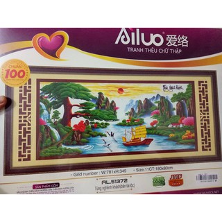 Tranh thêu chữ thập Tùng nghênh khách 51372-180x80cm