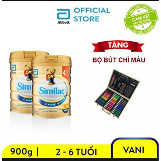 Combo 2 lon sữa bột Similac 4 900g tặng vali màu gỗ