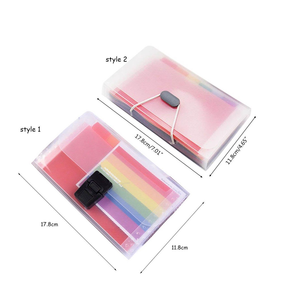 1 Túi Đựng Tài Liệu 13 Ngăn Mini Chống Thấm Nước Màu Sắc Cầu Vồng