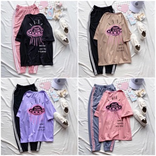 [ COMBO TIẾT KIỆM ] Set áo thun Yellow Flicker + quần thun 2 sọc unisex