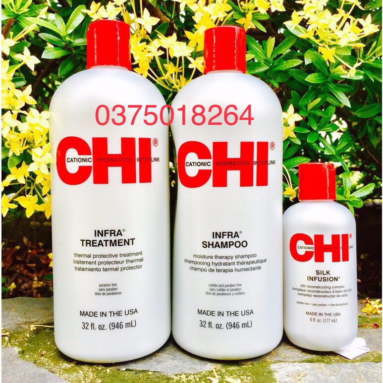Bộ sản phẩm phục hồi tóc tại nhà cho tóc khô và hư tổn CHI Infra 946mlx2/355ml- New