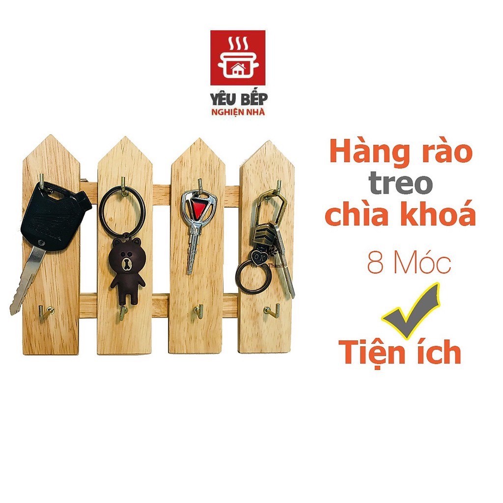 [Mã BMBAU50 giảm 10% đơn 99k] Hàng Rào Để Chìa Khoá Tiện Dụng 4 Thanh 8 Móc 45231 - Gỗ Đức Thành