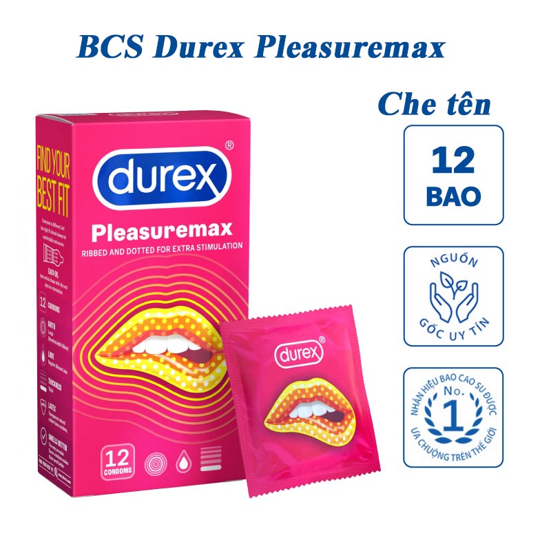 (Hàng Chính Hãng)Hộp 12 Bao Cao Su Gân Gai Durex Pleasuremax Cảm Xúc Mãnh Liệt