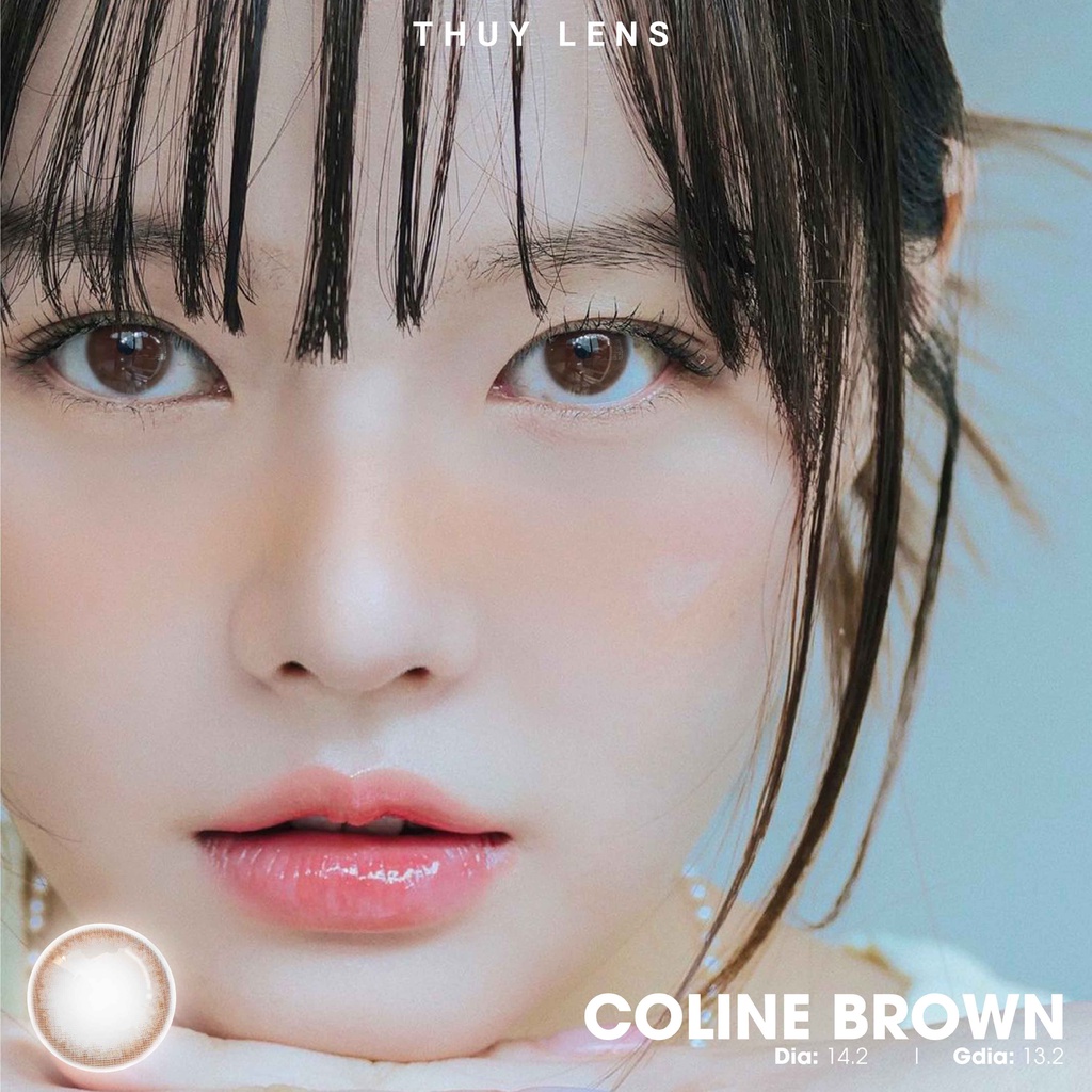 Kính Áp Tròng Nội Địa Hàn Quốc Thúy Lens COLINE BROWN - Lens Mắt Cận Nâu 14,0mm