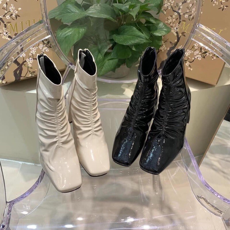 Bốt nhăn nhún chun gân giữa da bóng, Giày Bốt nhăn cố thấp da bóng đế trụ hàng quảng châu | BigBuy360 - bigbuy360.vn