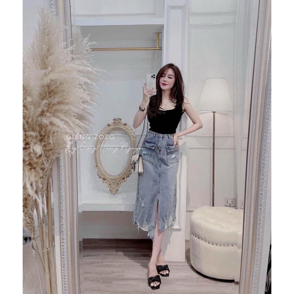 [CHEAPY] Chân váy bò dài túi trước - Chân váy ULZZANG midi nữ cạp cao chất jean dày dặn hàng có size phom chuẩn tôn dáng | BigBuy360 - bigbuy360.vn