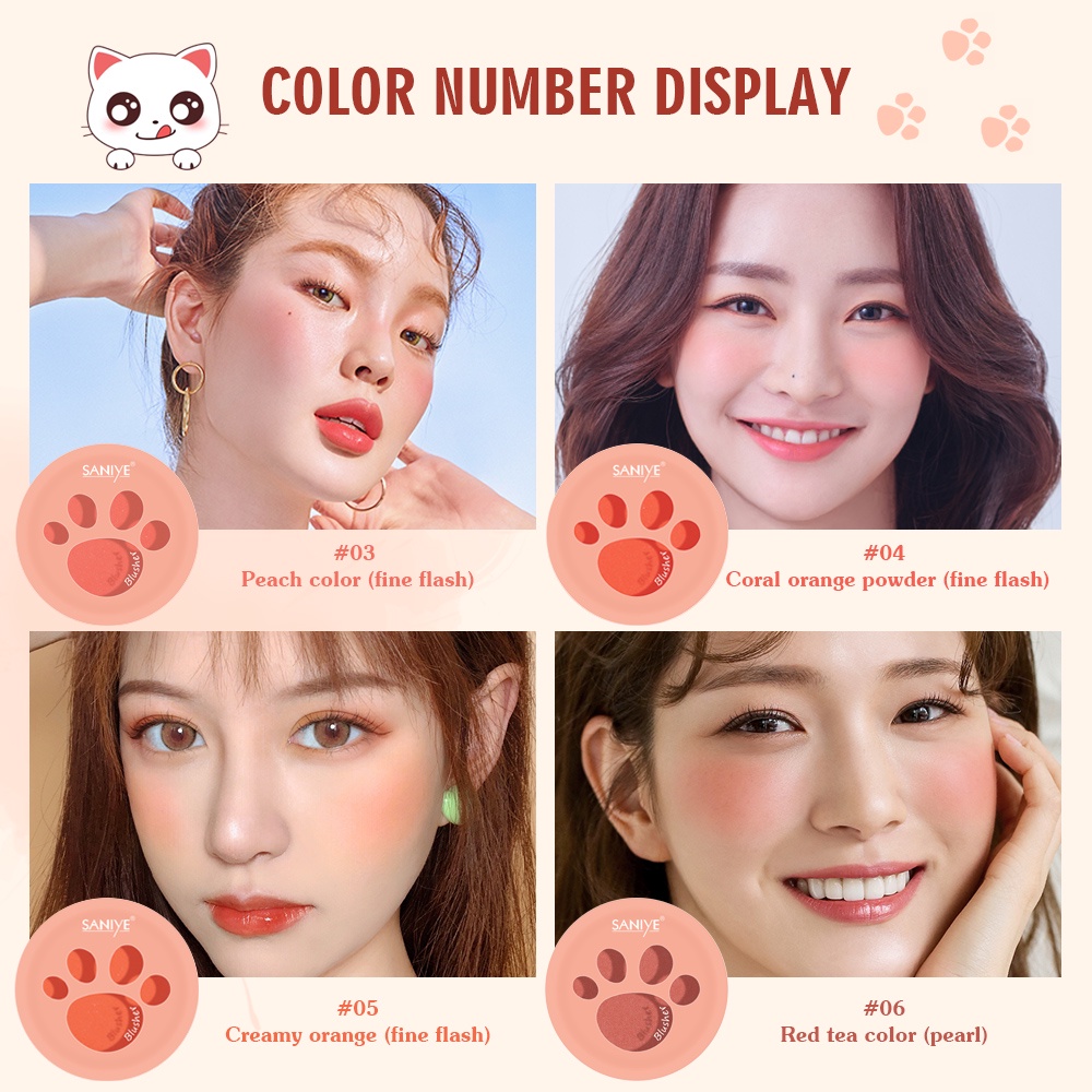 Phấn Má Hồng SANIYE E0119 10 Màu Tùy Chọn Trang Điểm Thời Trang 8g