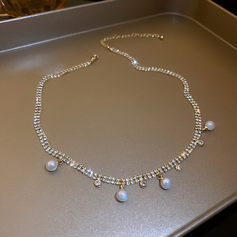 Choker đá hạt ngọc trai nhân tạo phối sang chảnh VC46