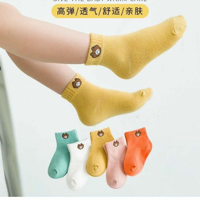 Set 5 đôi tất gấu cho bé 1-7 Tuổi