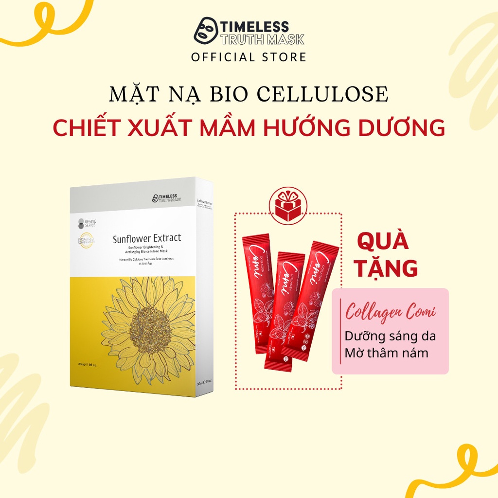 (QÙA TẶNG) Mua 1 Hộp Mặt Nạ Hướng Dương Timeless Truth Mask Tặng 3 gói Collagen Comi