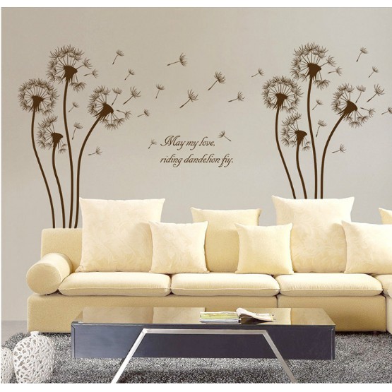 Decal trang trí Hoa Bồ Công Anh đen trong gió
