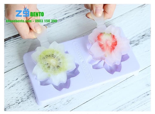 Set 2 khuôn kem, thạch hình hoa anh đào - Khuôn bánh - khuôn kem - khuôn cơm