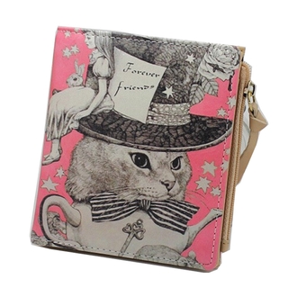 LOCIMOLE BAG Vintage Women Wallets Cartoon Pattern Ladies Purse Fashion Girls Clutch Bag Coin Purse With Zipper Pocket -