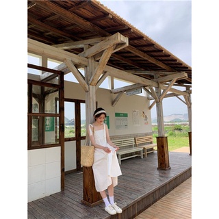 Đầm hai dây peplum thắt nơ dáng dài maxi nàng thơ xinh xắn trơn màu nữ sinh Hàn Quốc lên ảnh bao xinh