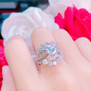 Nhẫn nữ GADO mạ bạc đẹp đá pha lê mặt trăng tròn lớn làm quà tặng bất ngờ vô cùng ý nghĩa N088