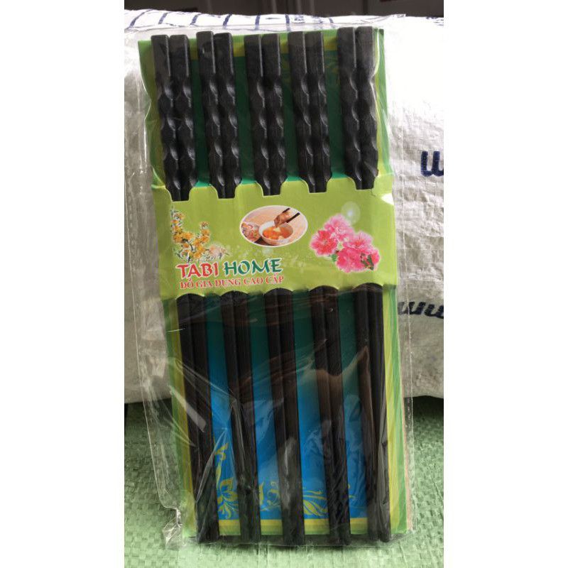 Bộ 10 đôi đũa nhựa chịu nhiệt đầu xoắn chống trơn