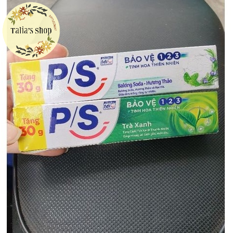 30g - Kem đánh răng P/S trà xanh/baking soda/muối hồng/than hoạt tính