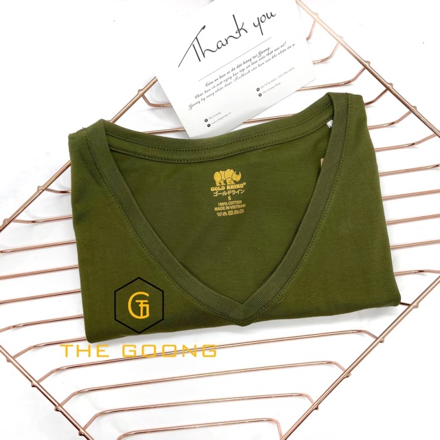 Áo thun nữ 100% cotton Thương hiệu Gold Rhino màu xanh rêu