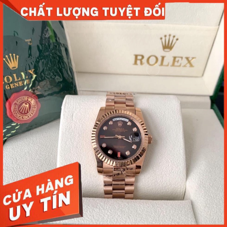 Đồng Hồ Nam RoLex Day-Date Sapphire RA33 Case 36mm 40mm Mặt NÂU Máy cơ Automatic Nhật
