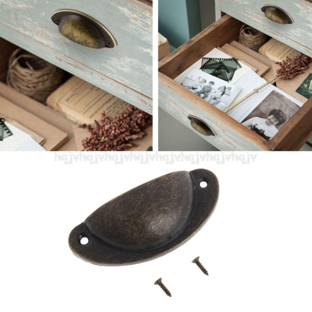 Set 10 Tay Nắm Ngăn Kéo Tủ Bằng Kim Loại Phong Cách Vintage Ốp