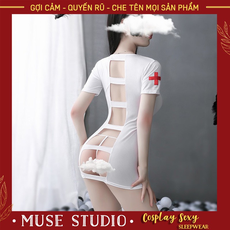 Bộ đồ ngủ cosplay nữ y tá sexy, váy đầm ngủ quyến rũ gợi cảm, set đồ 3 món siêu đẹp | BigBuy360 - bigbuy360.vn